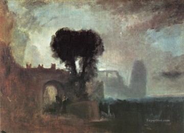 Turner Painting - Arco con árboles junto al mar Romántico Turner
